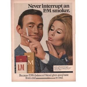 L&M Cigarette / DeBeers Magazine Advertisement Vintage Color 1960s Tobacciana